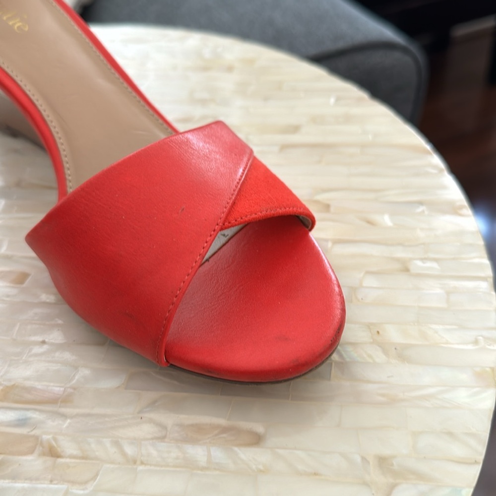 Sale 🔥Orange-red wedge sandals, ankle strap size 7.5 - Picture 7 of 12